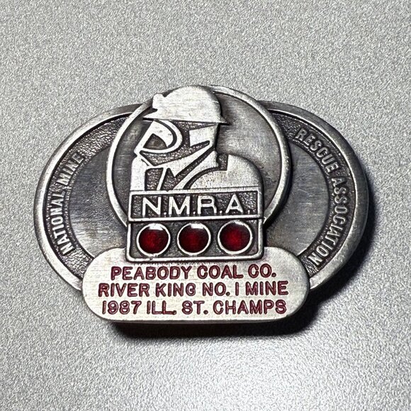 NMRA Peabody Coal Co River King No 1 Mine 1987 Illinois State Champs Belt Buckle - Picture 1 of 4